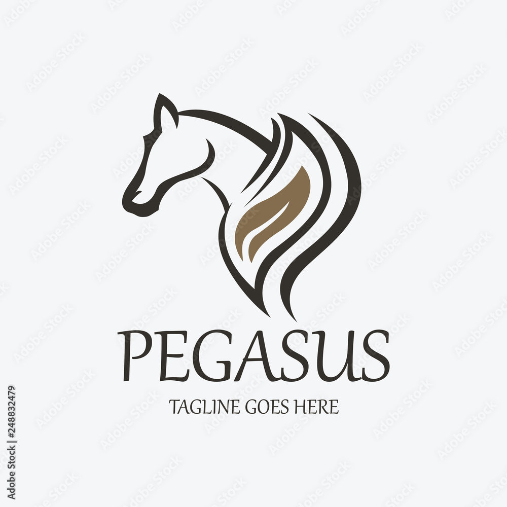 Pegasus logo design template. Vector illustration