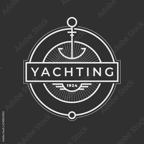 Yachting club logo set. Yachting, yahct club logo set with boad, sail and yacht. Yacht sport yachting club set. Vector illustration.