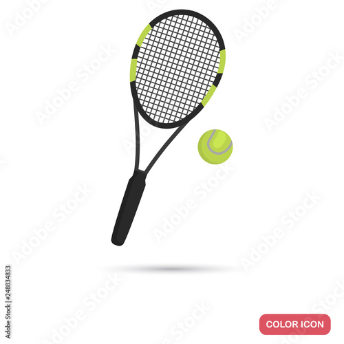 Big tennis racket and ball color flat icon for web and mobile design