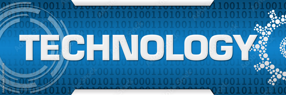 Technology Blue Binary Gear Circle Horizontal Technology Blue Binary Gear Circle Horizontal