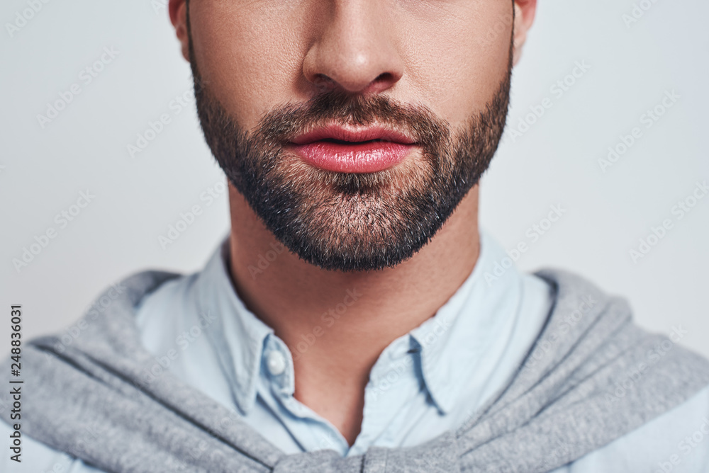 Perfect beard. Close-up cropped image of a handsome young man with a beard Perfect beard. Close-up cropped image of a handsome young man with a beard