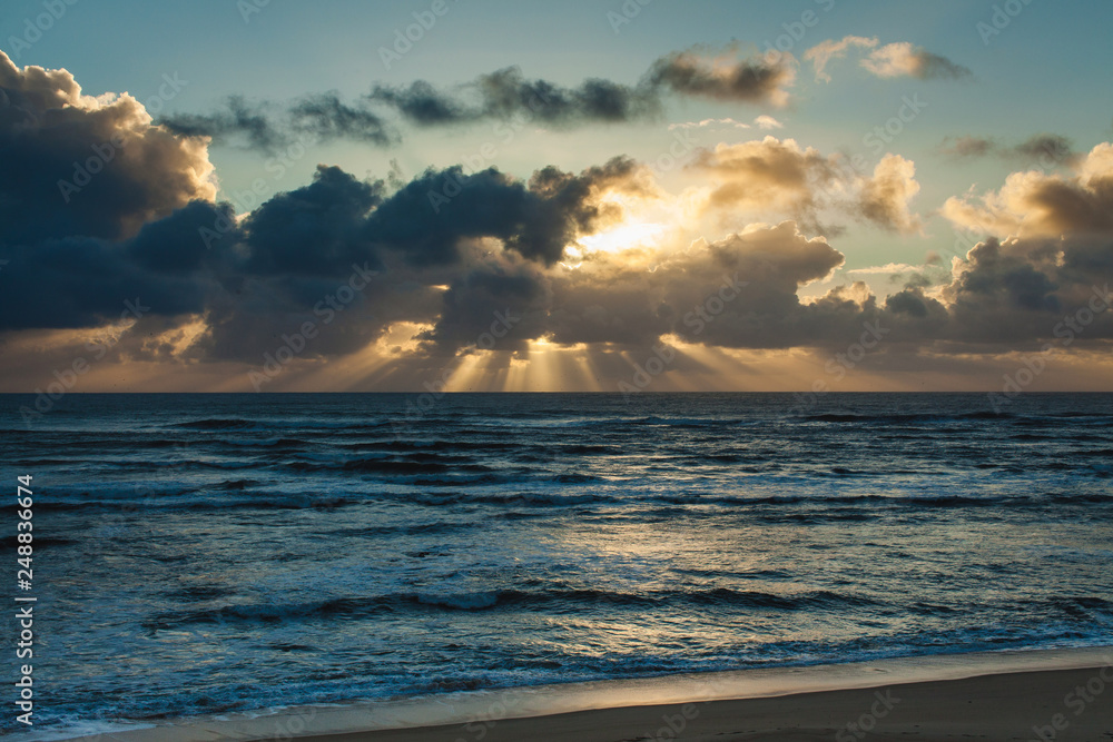 view on the atlantic ocean at the sunset
