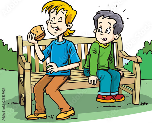 boy eating a sandwich