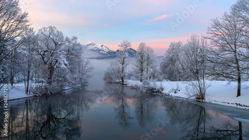 Winter at a lake in the mountains - frosty landscape © phokrates