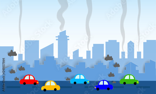 beautiful  illustration vector air pollution from the industry  for background. photo