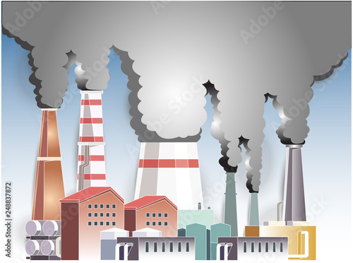 beautiful  illustration vector air pollution from the industry  for background. photo