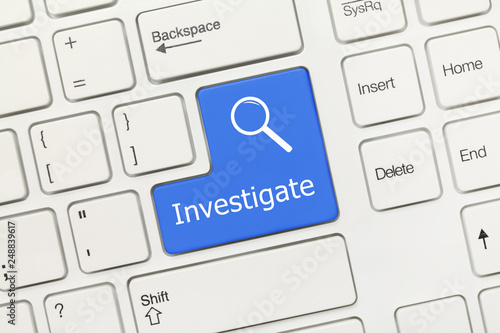 White conceptual keyboard - Investigate (blue key)