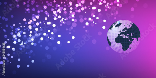      Earth Globe Design on Bright Sparkling Background 