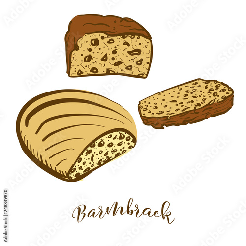 Colored sketches of Barmbrack bread