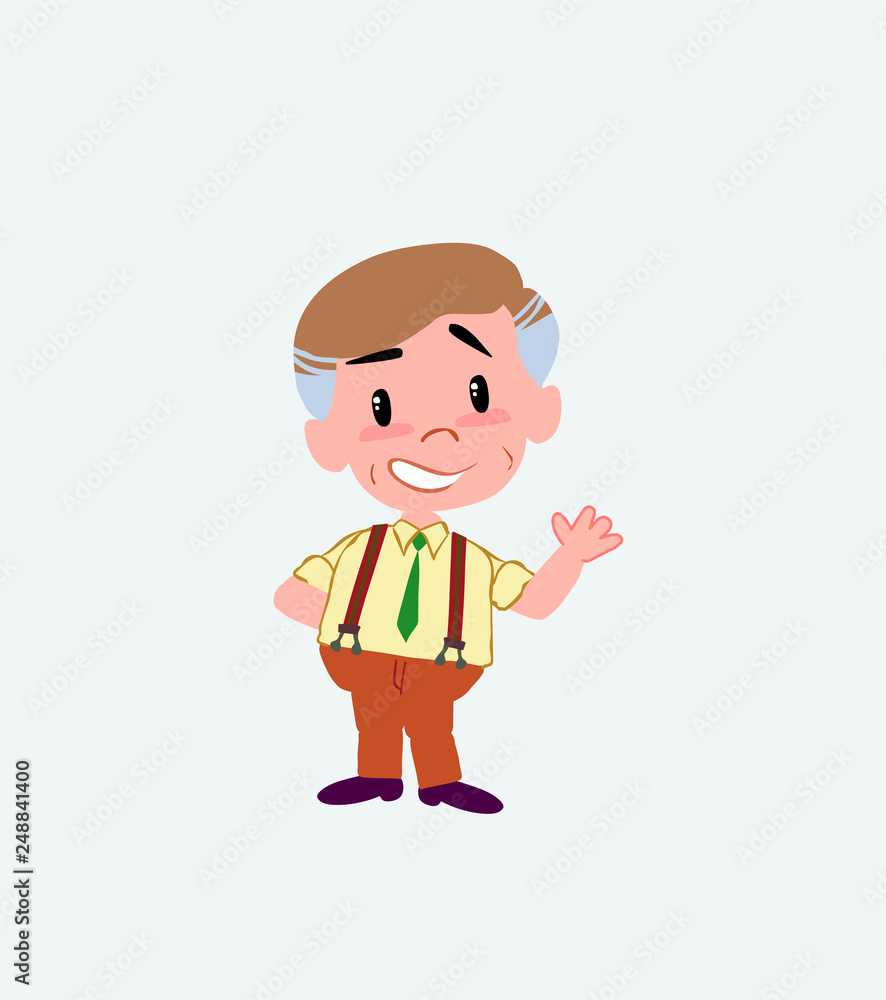 Businessman in casual style showing something in positive attitude.