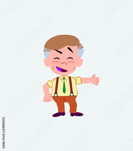 Businessman in casual style showing something in an optimistic and positive attitude.