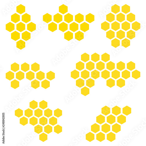 Different type of honeycomb isolated on the white background