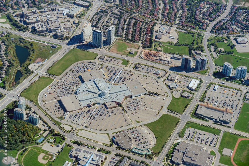 Fototapeta premium Aerial view of the Erin Mills Town Centre