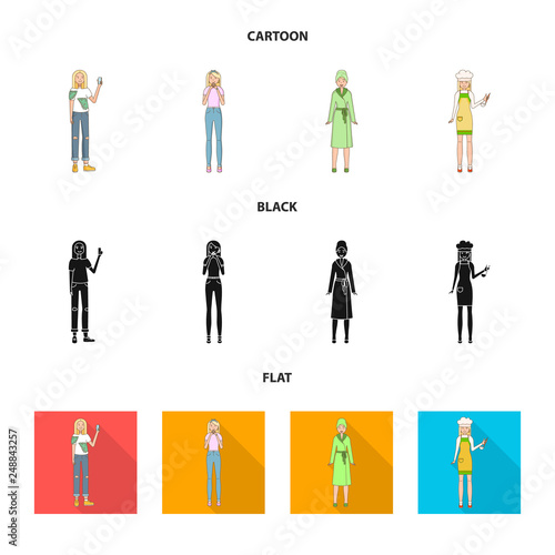 Vector design of posture and mood icon. Set of posture and female stock symbol for web.