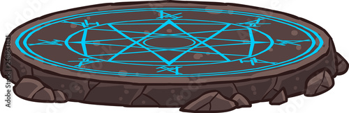 Picture with stone portal with blue runes for computer game