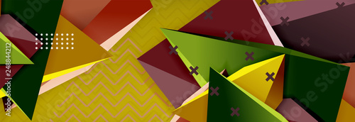 3d triangular shapes geometric background. Origami style pattern with triange shapes for decorative design. Poster design. Line design. Modern presentation template
