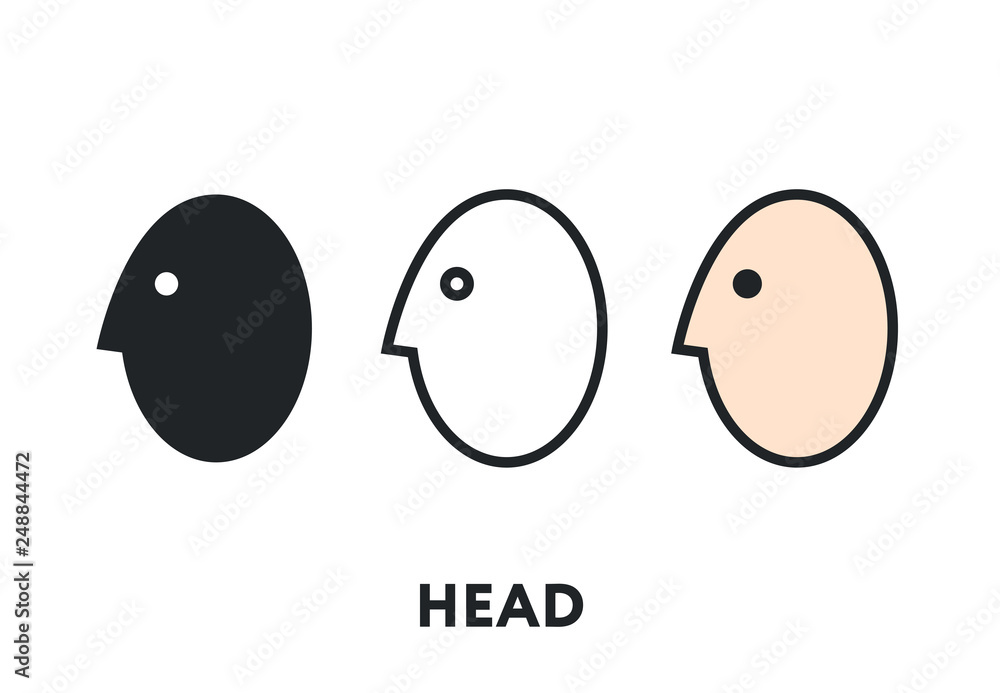 Egg Shaped Human Head Avatar. Vector Flat Line Stroke Icon Egg Shaped Human Head Avatar. Vector Flat Line Stroke Icon