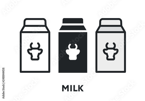 Milk Cow Container Package. Vector Flat Line Stroke Icon