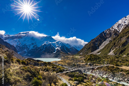 Hooker Valley Track in Aoraki National Park, New Zealand, South Island