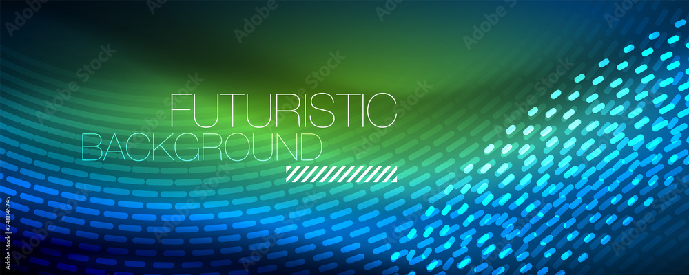 Glowing light particles in dark neon space, magic glow shiny abstract background Glowing light particles in dark neon space, magic glow shiny abstract background