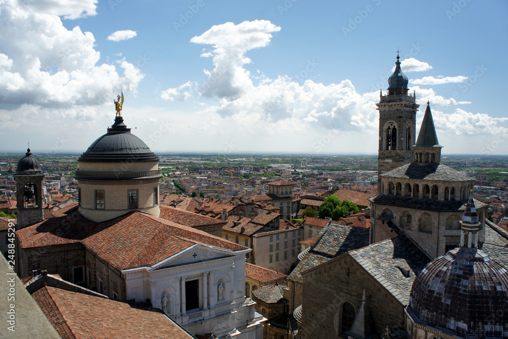 Citta-Alta. The Old City of Bergamo. View from the Tower of Campanone. 