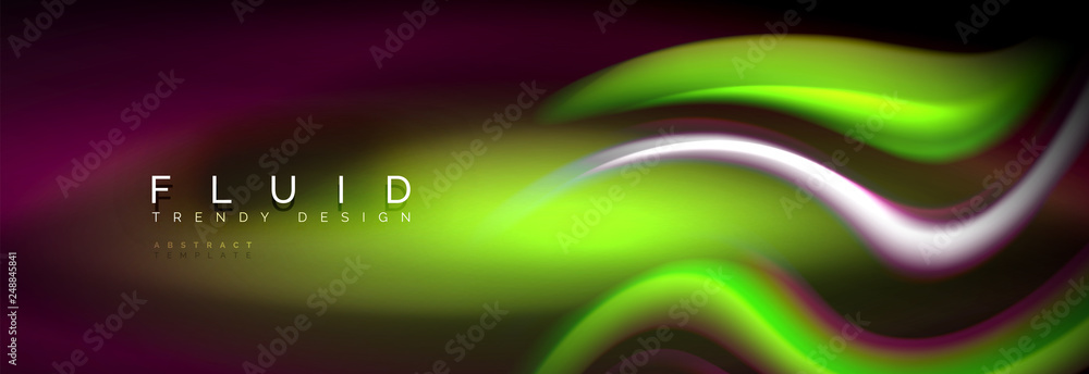 Fluid color neon wave lines background, neon liquid color futuristic paint template Fluid color neon wave lines background, neon liquid color futuristic paint template