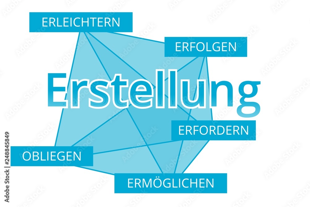 Erstellung - Begriffe verbinden, Farbe blau Erstellung - Begriffe verbinden, Farbe blau