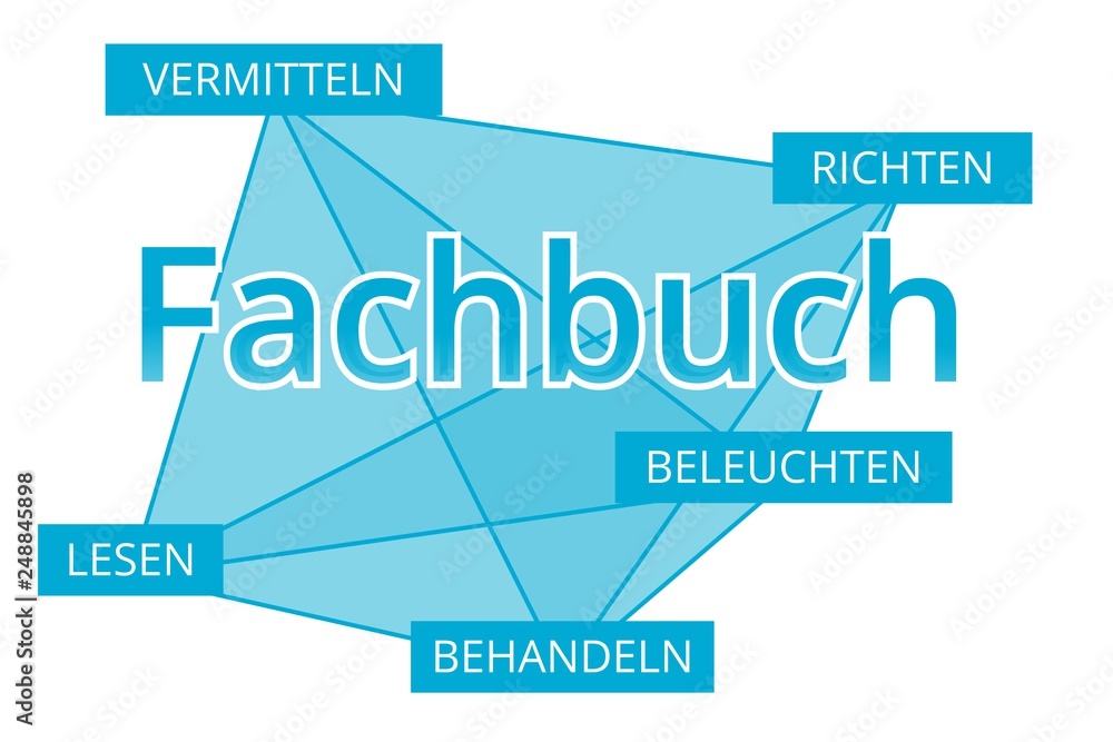 Fachbuch - Begriffe verbinden, Farbe blau Fachbuch - Begriffe verbinden, Farbe blau