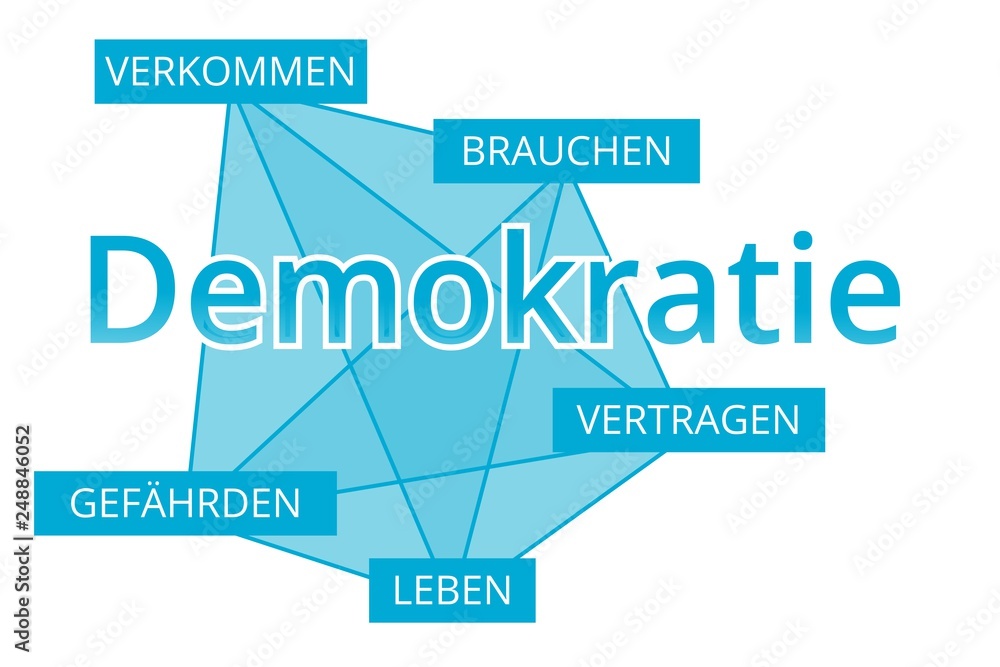 Demokratie - Begriffe verbinden, Farbe blau