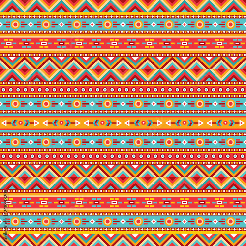 Ethnic abstract background. Tribal seamless vector pattern. Boho fashion style. Decorative design for fabric, greeting cards, holiday package and wrapping. 