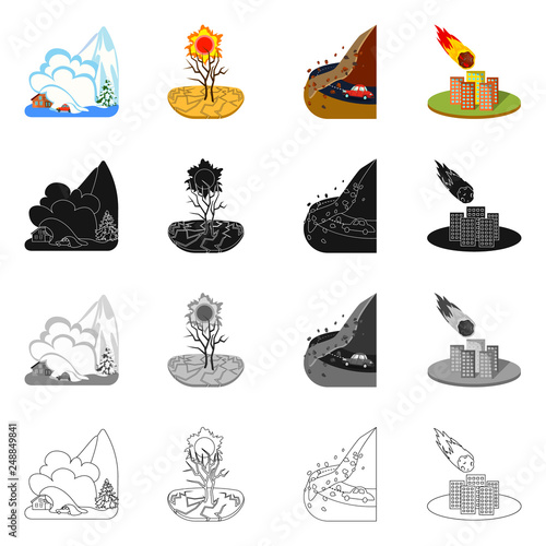 Isolated object of weather and distress logo. Collection of weather and crash stock vector illustration.