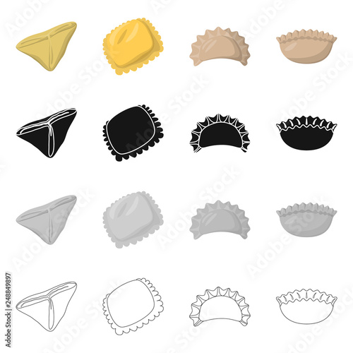 Vector illustration of products  and cooking logo. Set of products  and appetizer stock symbol for web.