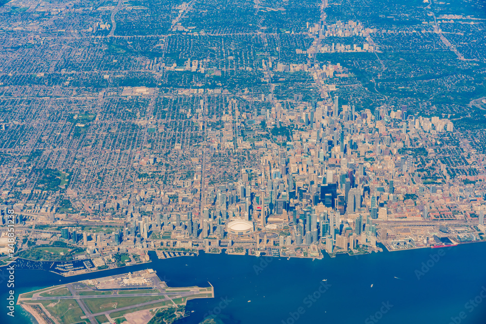 Photography Poster Aerial view of the Toronto area cityscape with