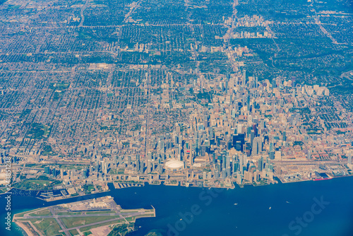 Canvas Print Aerial view of the Toronto area cityscape with the islands
