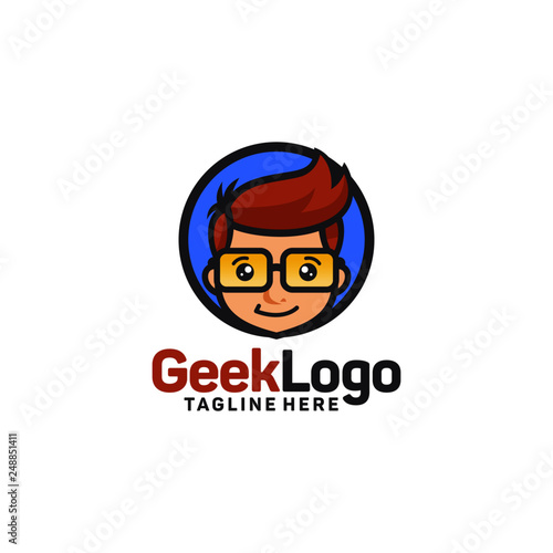 Geek logo design template Vector