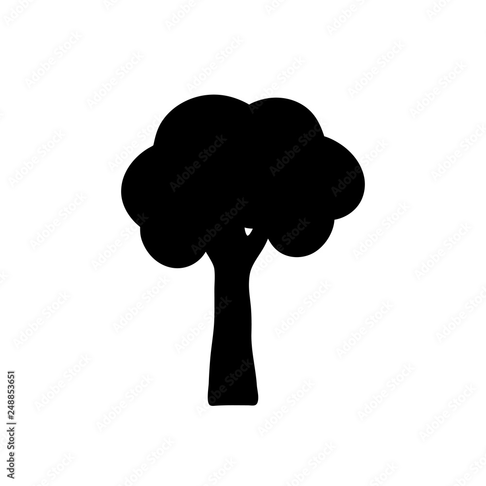 Black tree silhouette on white background. Vector illustration.
