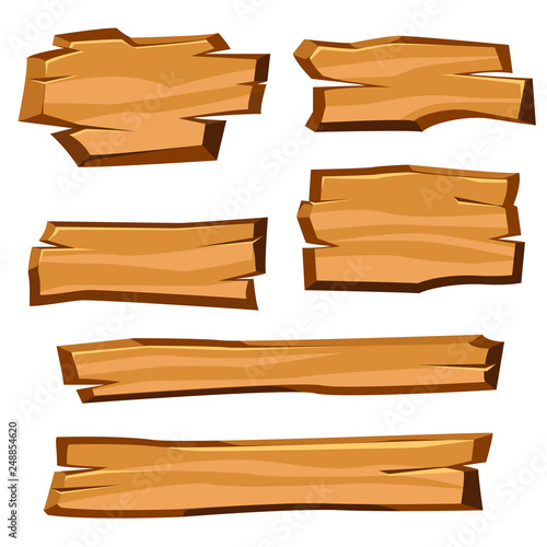 Cartoon wood planks on a white background