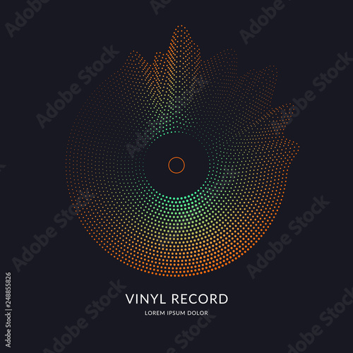 Vinyl record. Illustration music on dark background.