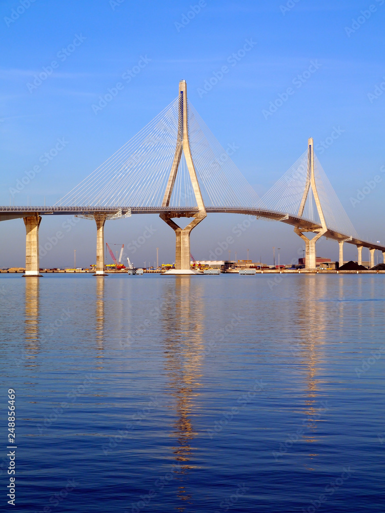 Fototapeta premium Puente de la Constitucion, called La Pepa, in the bay of Cadiz, Andalusia. Spain. Europe