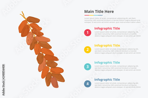 dates fruit infographics with some point title description for information template - vector