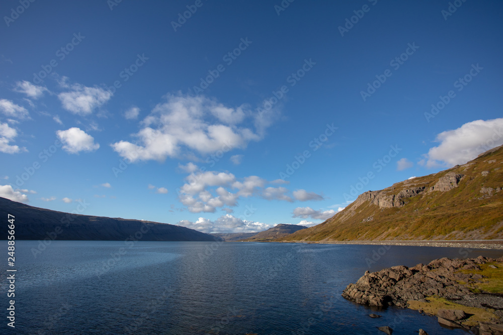 Iceland. View of the fjords. warm sunny summer day