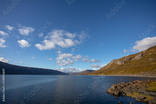 Iceland. View of the fjords. warm sunny summer day