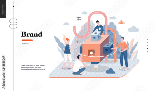 Technology 3 -Brand modern flat vector concept digital illustration branding metaphor, company brand promotion. Business workflow and team management Creative landing web page design template