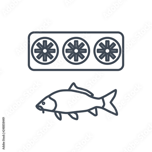 thin line icon fish storage, cooling fish, refrigerator