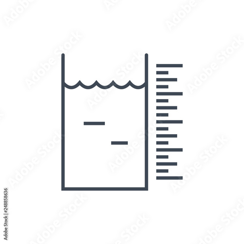 thin line icon laundry, liquid, water volume measurement