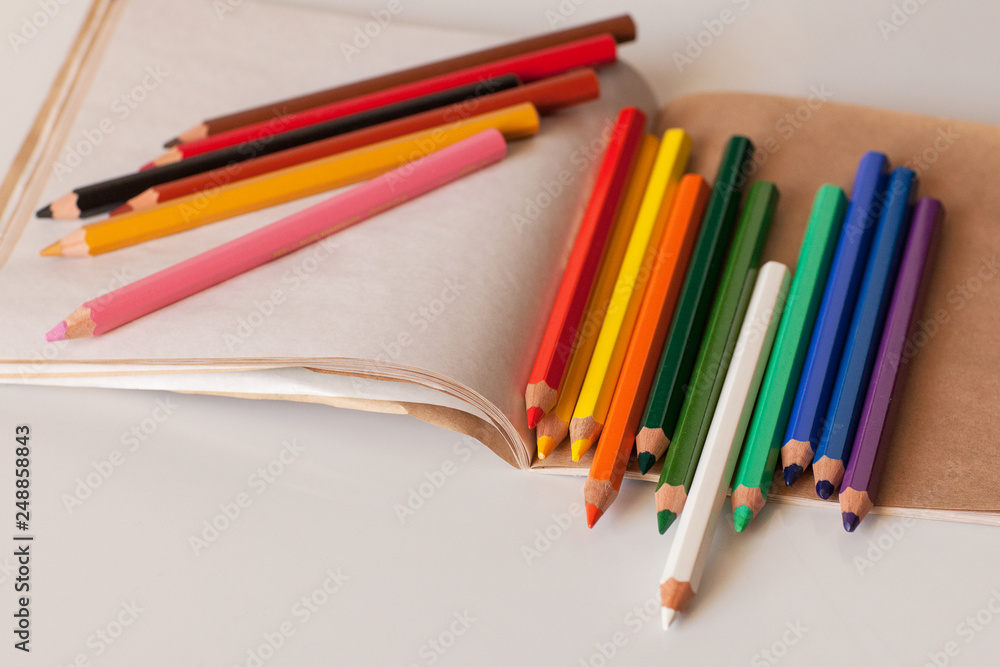 Fototapeta premium Multi-colored crayons. Creativity. Hobby. Drawing. Art.