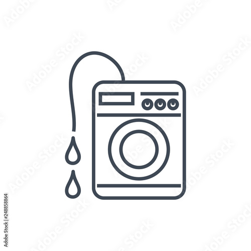 thin line icon laundry, washing machine, water supply, drainage