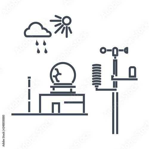thin line icon weather station, radar