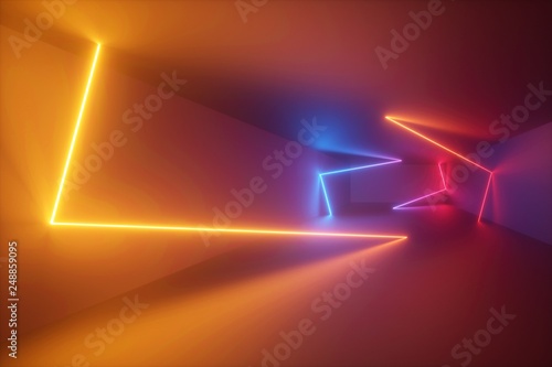 3d rendering, yellow red bl...