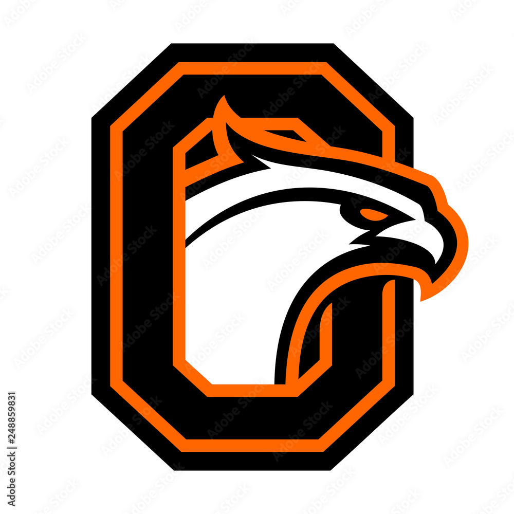 Letter O with eagle head. Great for sports logotypes and team mascots